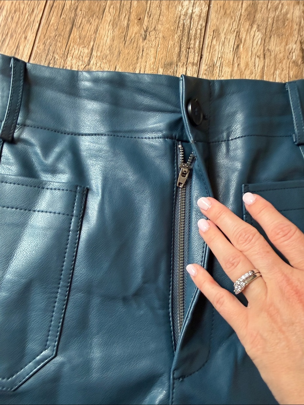 The Colette Faux Leather Shorts by Maeve blue size 34 - Picture 4 of 8